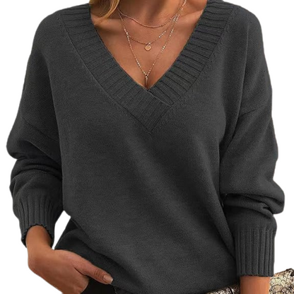 Aaliyah - Eleganter Kaschmirpullover mit V-Ausschnitt für Damen