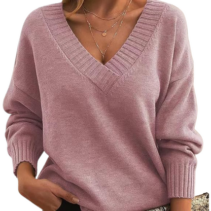 Aaliyah - Eleganter Kaschmirpullover mit V-Ausschnitt für Damen