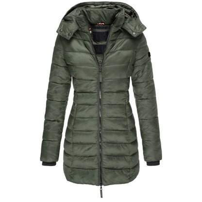 Leichte Pufferjacke mit Reißverschluss und Kapuze für Damen | Ideal für Herbst/Winter