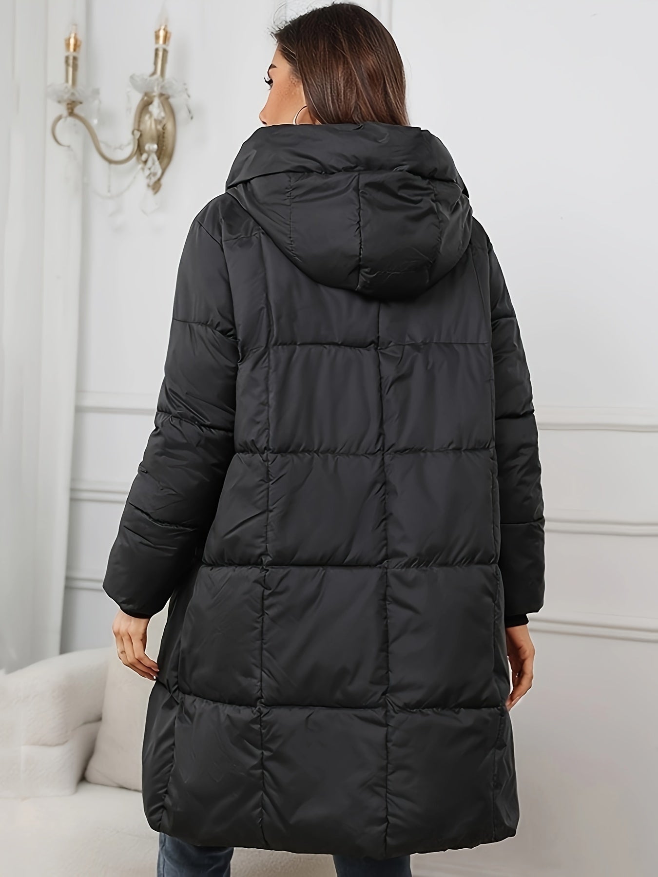 Warme Puffer Winterjacke mit Kapuze und Reißverschluss für Damen | Ideal für den Winter