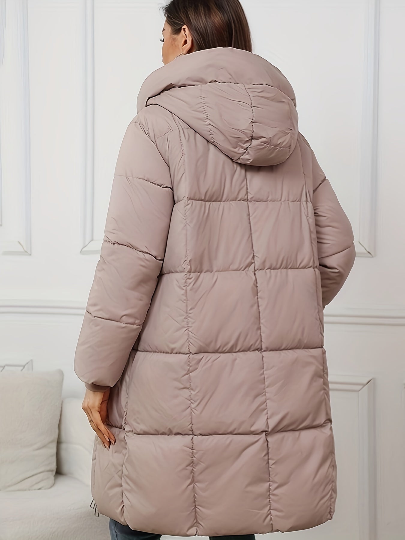 Warme Puffer Winterjacke mit Kapuze und Reißverschluss für Damen | Ideal für den Winter