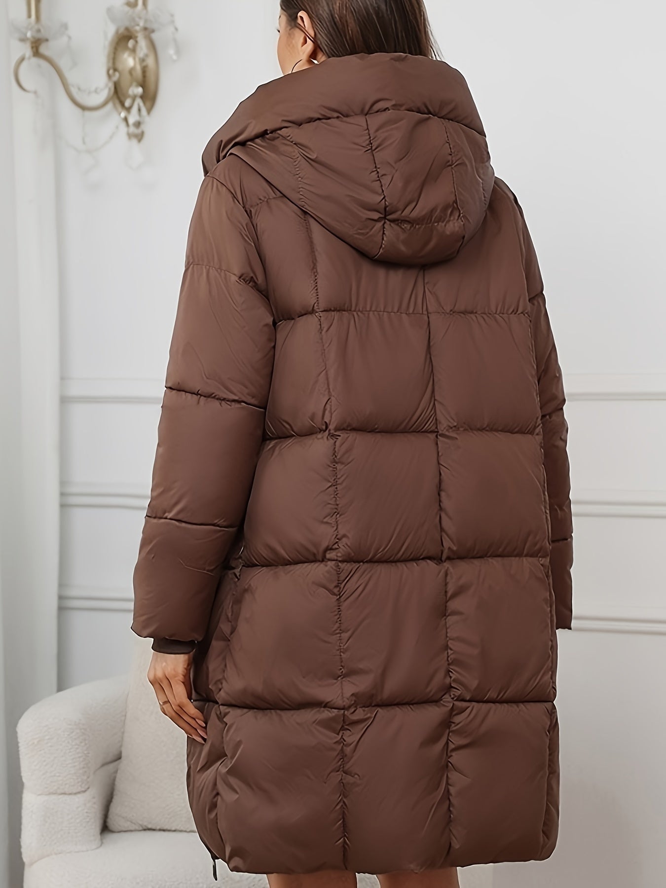 Warme Puffer Winterjacke mit Kapuze und Reißverschluss für Damen | Ideal für den Winter